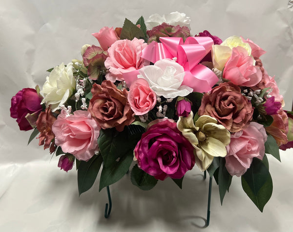 Artificial Stone Saddle - Light Pink, Fuchsia, Cream, White and Dusty Rose