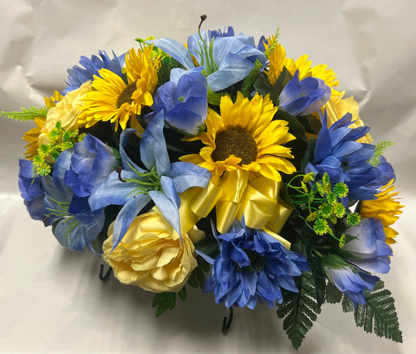 Artificial Stone Saddle - Royal Blue, Light Blue and Yellow