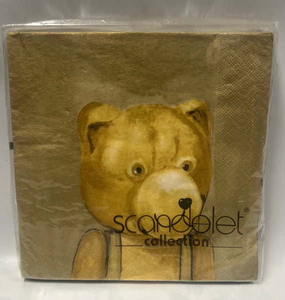 Luncheon Napkin- Teddy “Knopfauge” -Gold/Sand/Braun