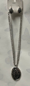 Black and Silver Necklace/ Earring Set