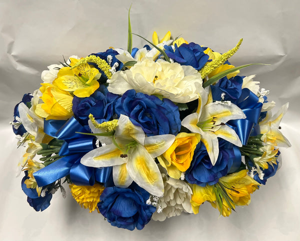 Artificial Stone Saddle -Royal Blue, Yellow and Cream