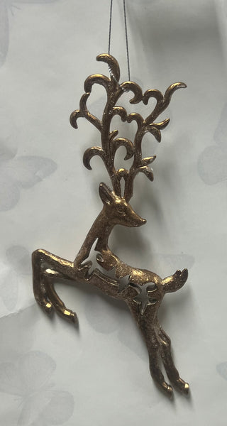 Bronze Carved Deer Tree Ornament