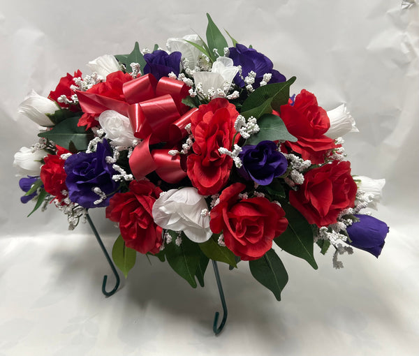 Artificial Stone Saddle -Red, White and Dark Purple
