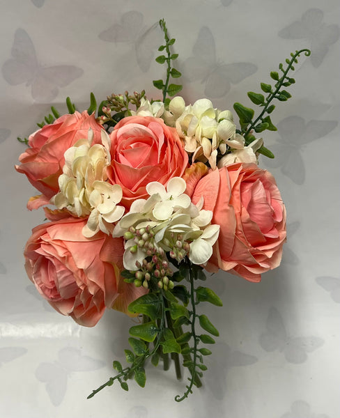 Rose and Hydrangea Bouquet -Coral