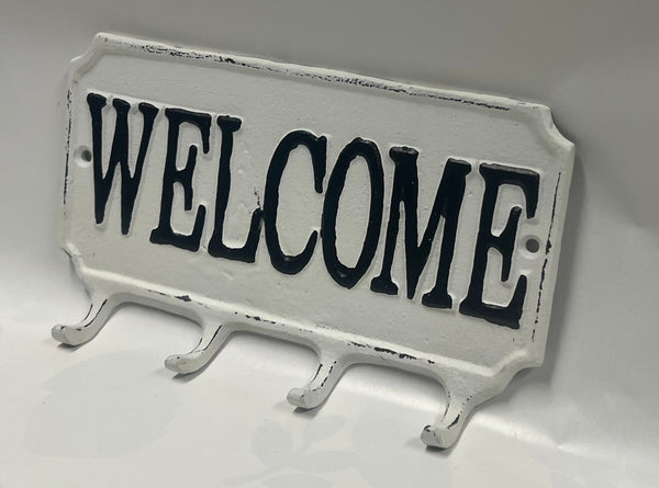 Small Metal Welcome Sign With Hooks
