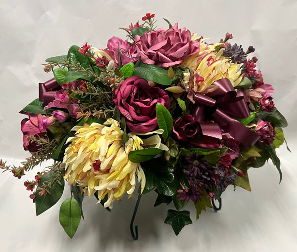 Artificial Stone Saddle -Burgundy, Fuchsia, Cream/ Yellow and Dusty Rose