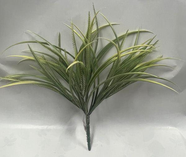 Artificial Flocked Chain & Sword & Saw Grass Bunch - Green- Sage