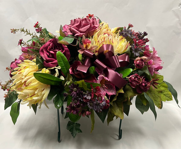 Artificial Stone Saddle -Burgundy, Fuchsia, Cream/ Yellow and Dusty Rose
