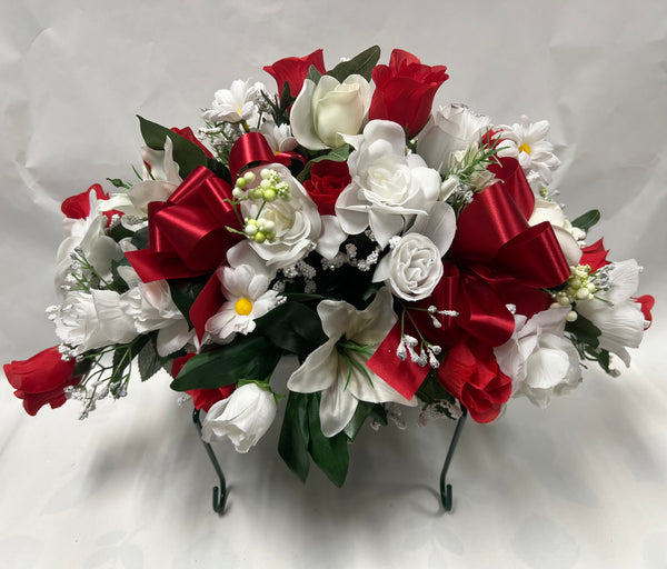 Artificial Stone Saddle- Red and White