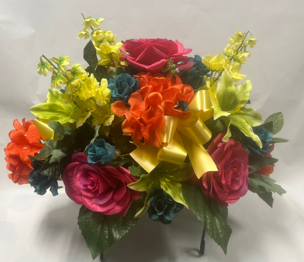 Artificial Stone Saddle -Yellow, Teal, Hot Pink, Orange and Lime Green