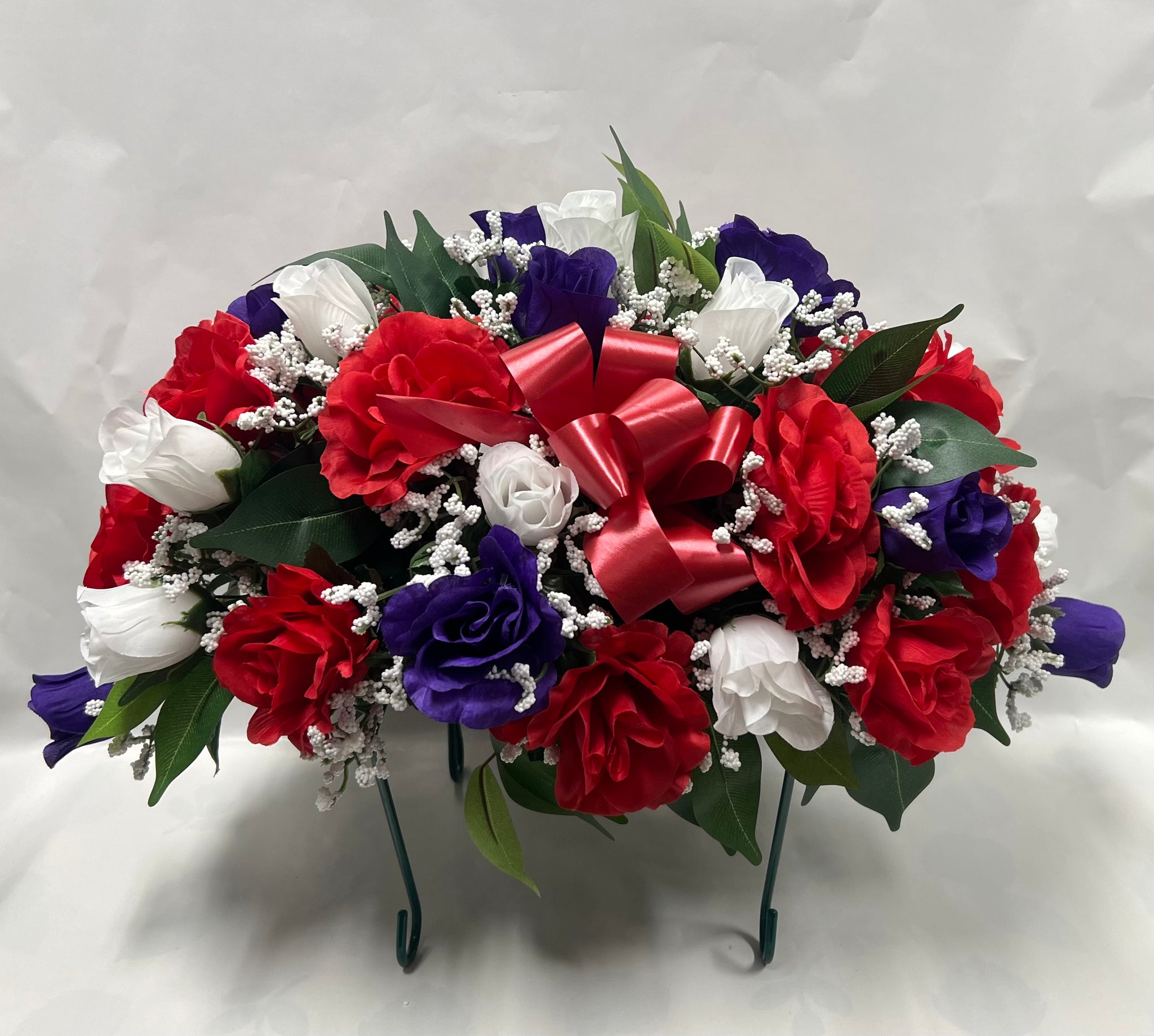 Artificial Stone Saddle -Red, White and Dark Purple