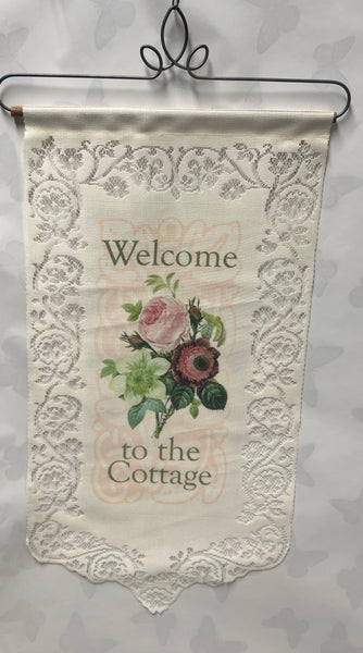 Welcome To The Cottage -Lace Wall Hanging