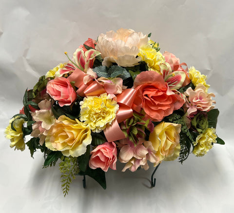 Artificial Stone Saddle -Peach, Yellow, Blush and Green