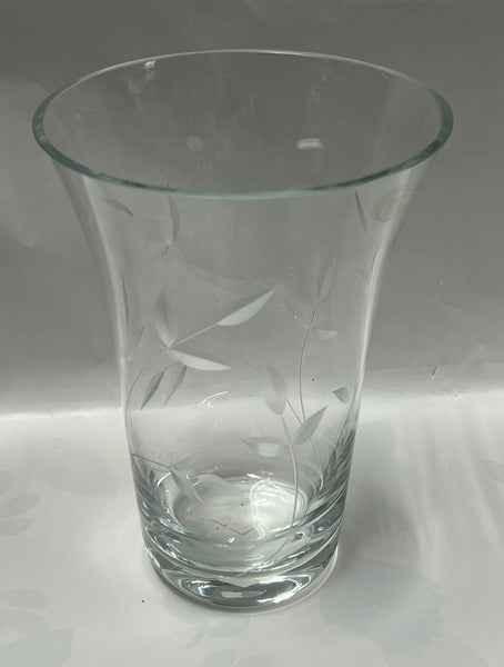 Leaf Etched Glass Vase