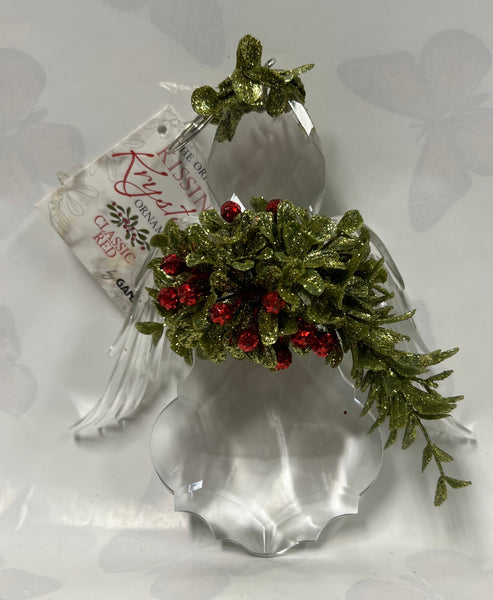 Kissing Krystals -Mini Angel Ornament -Classic Red