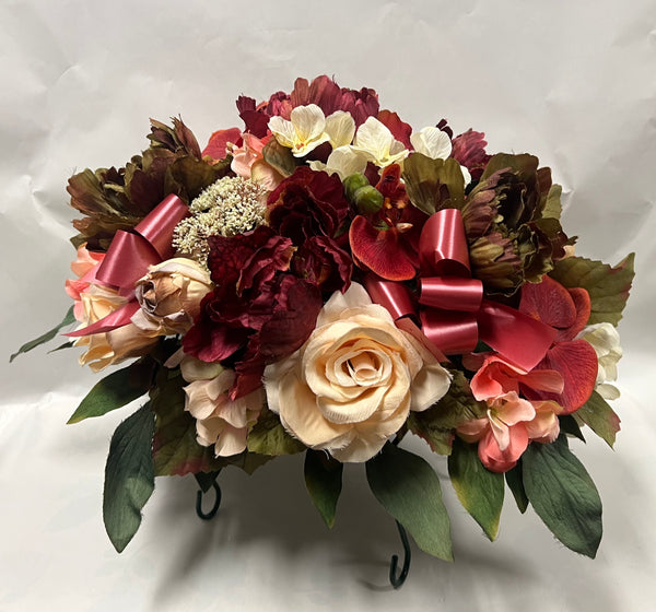 Artificial Stone Saddle - Ivory, Burgundy, Peach, Burnt Orange and Olive Green