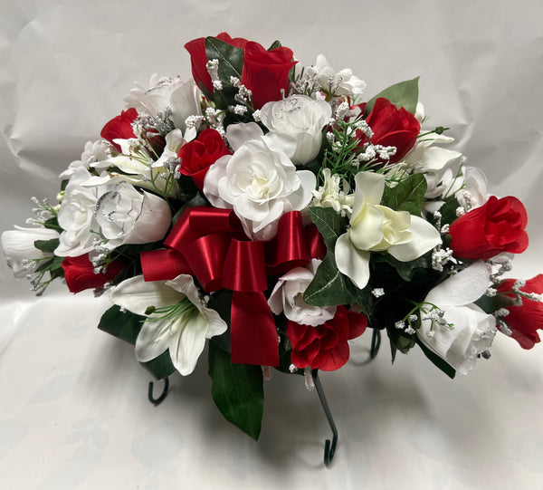 Artificial Stone Saddle- Red and White