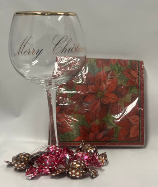 Christmas Wine Glass- Hostess Gift