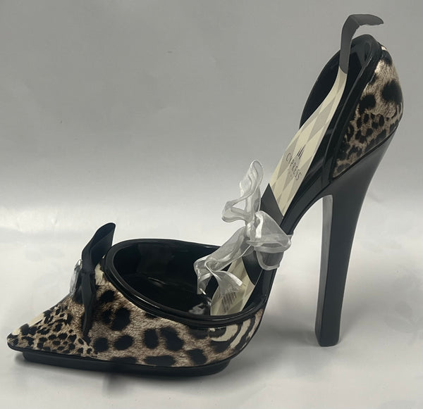 Leopard Print High Heel Shoe Wine Holder