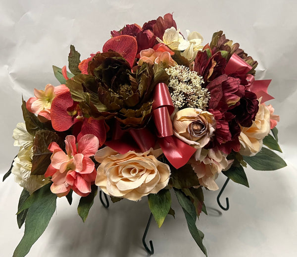 Artificial Stone Saddle - Ivory, Burgundy, Peach, Burnt Orange and Olive Green
