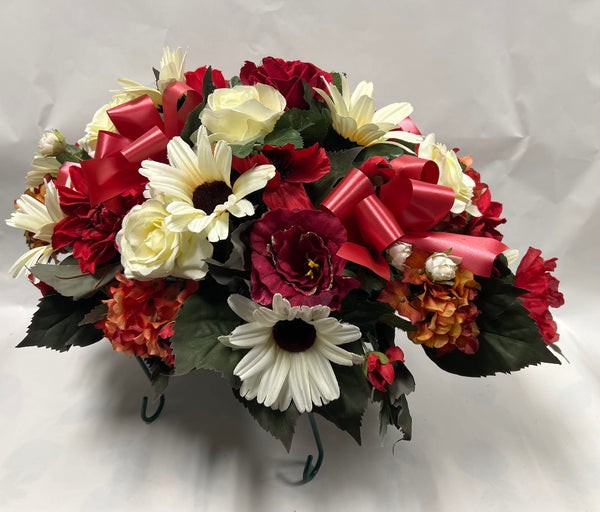 Artificial Stone Saddle -Red, Ivory and Rust