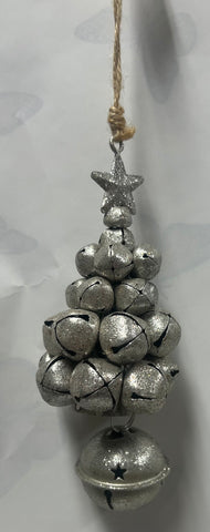 Small Silver Glitter Bell Tree Ornament