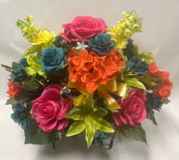 Artificial Stone Saddle -Yellow, Teal, Hot Pink, Orange and Lime Green