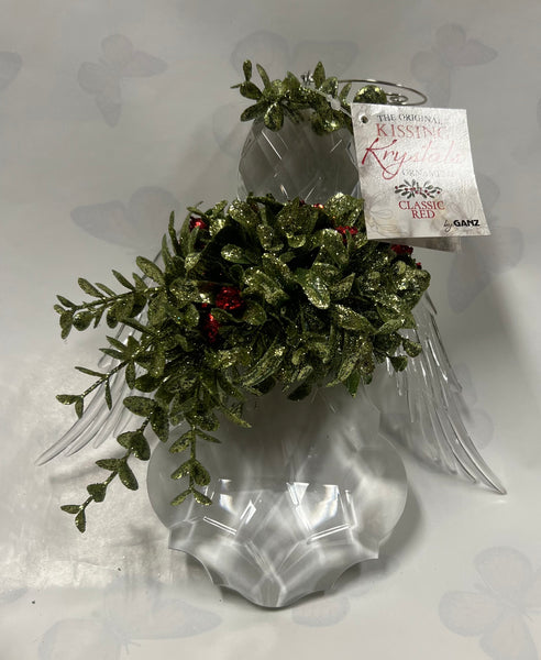 Kissing Krystals -Large Angel Ornament -Classic Red