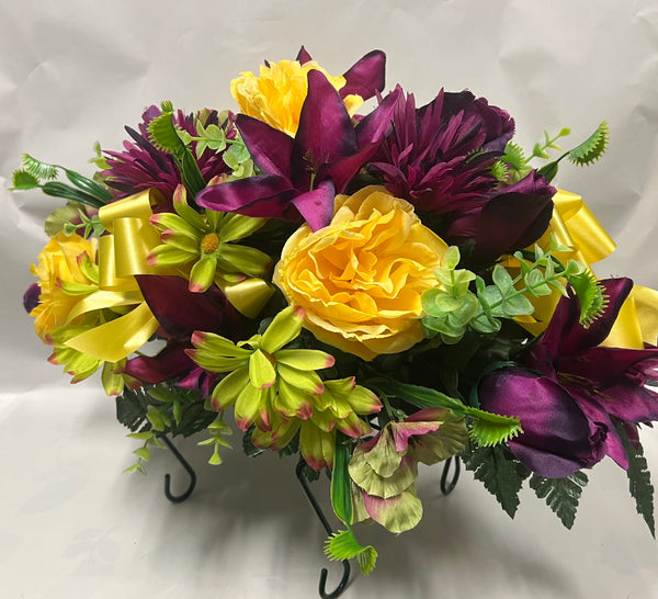 Artificial Stone Saddle -Plum, Yellow and Lime Green