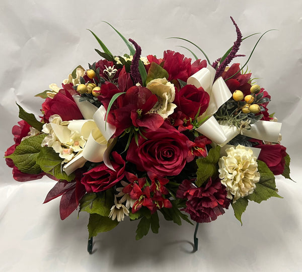 Artificial Stone Saddle - Burgundy and Ivory