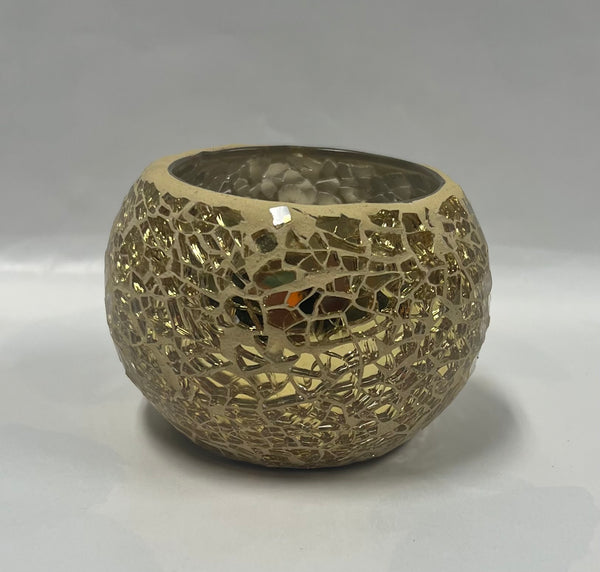 Gold Mosaic Candle Holder -Small