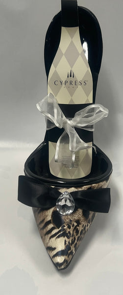 Leopard Print High Heel Shoe Wine Holder