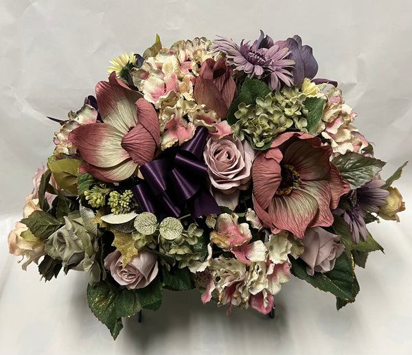 Artificial Stone Saddle- Mauve, Dusty Rose, Cream and Sage Green