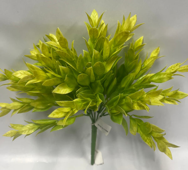 Plastic Ruscus Bush -Yellow / Green