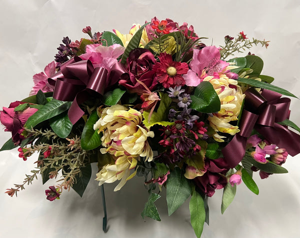 Artificial Stone Saddle -Burgundy, Fuchsia, Cream/ Yellow and Dusty Rose