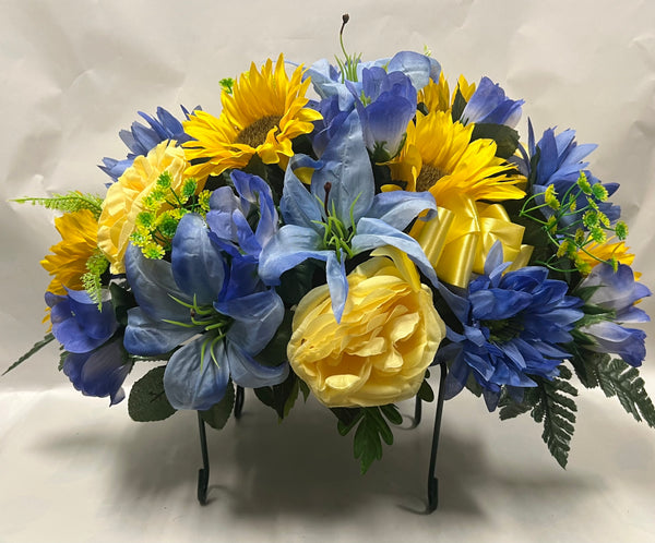 Artificial Stone Saddle - Royal Blue, Light Blue and Yellow