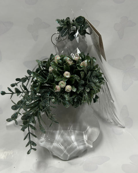 Kissing Krystals -Large Angel Ornament -White Pearl