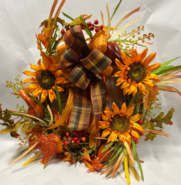 Sunflower and Gourd Grapevine Wreath