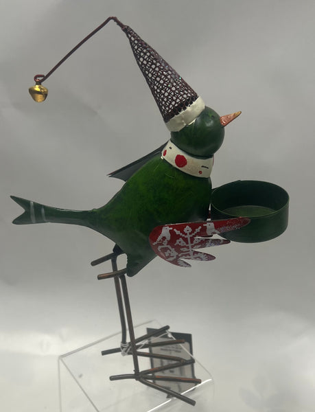 Metal Bird Tea Light Candle Holder -Green