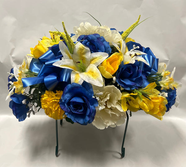 Artificial Stone Saddle -Royal Blue, Yellow and Cream