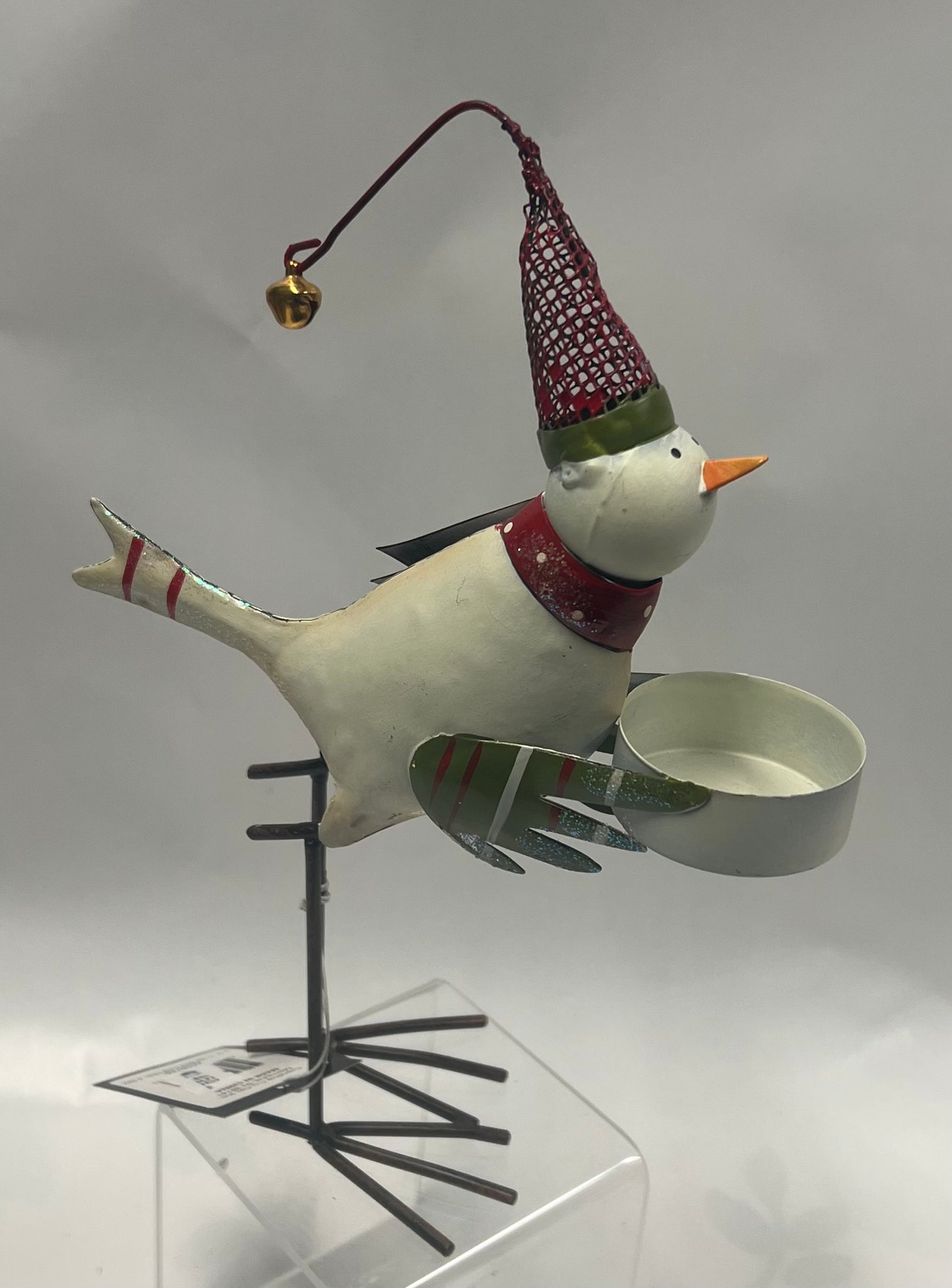 Metal Bird Tea Light Candle Holder -White