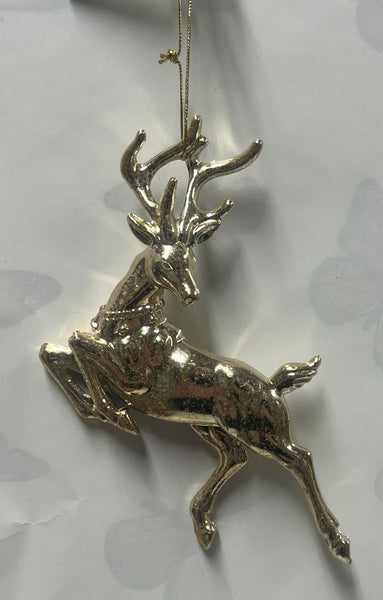 Gold Deer Tree Ornament -Jumping