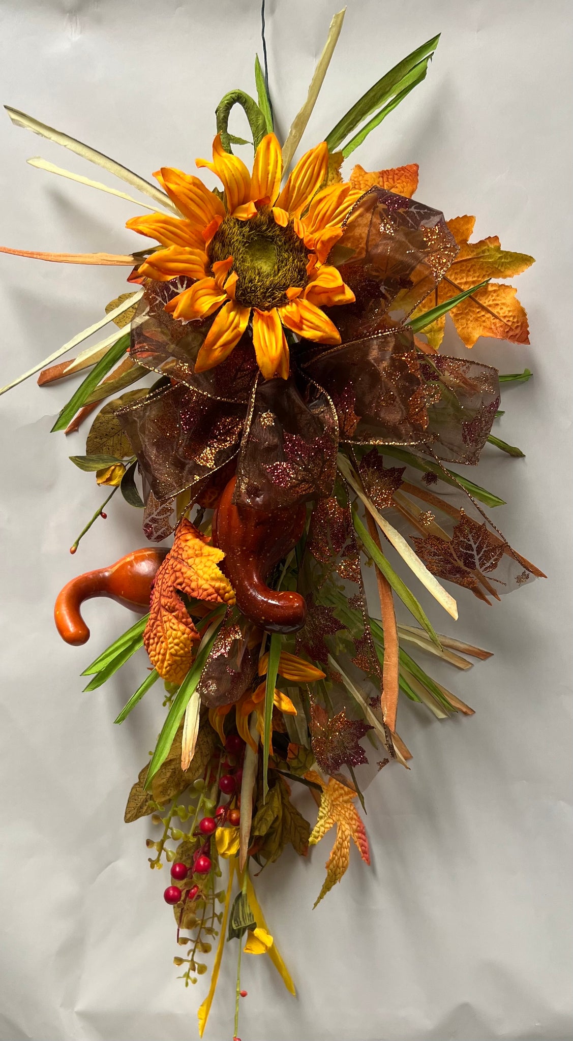 Sunflower / Gourd Swag -Maple Leaf Bow