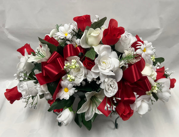 Artificial Stone Saddle- Red and White