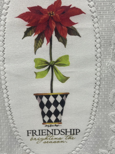 Friendship Brightens Season -Lace Wall Hanging