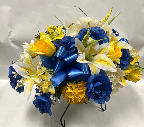 Artificial Stone Saddle -Royal Blue, Yellow and Cream