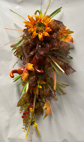 Sunflower / Gourd Swag -Maple Leaf Bow