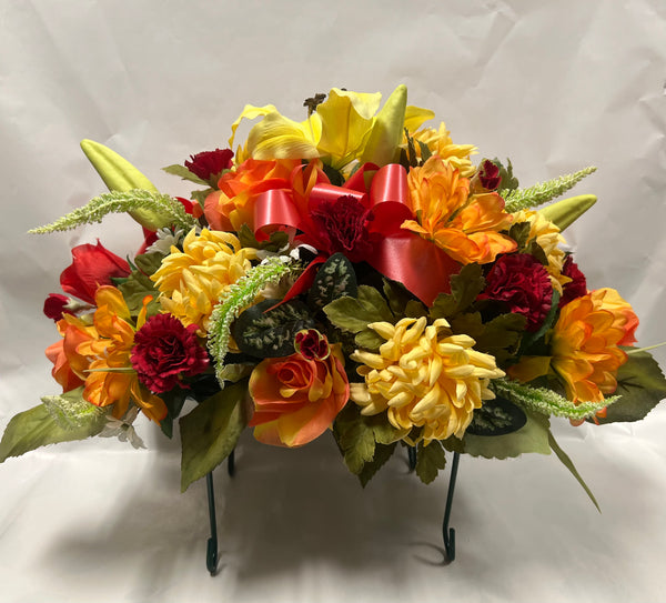 Artificial Stone Saddle- Orange, Red, Yellow and White