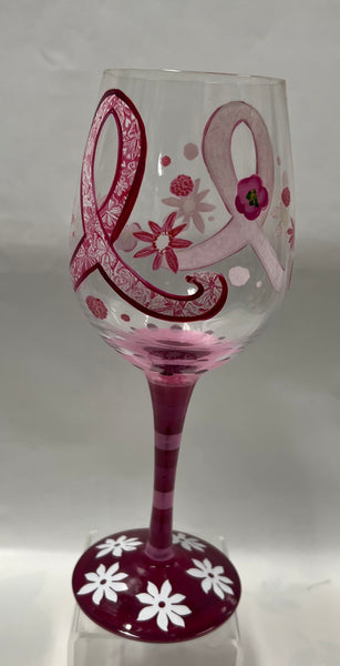 Pink Ribbon Wineglass