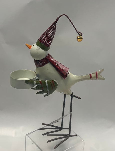 Metal Bird Tea Light Candle Holder -White